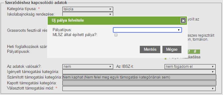 Pálya típus hozzáadása - Az adatok valósak?: az e-ügyintőző meghatározhatja, hogy a nevezés során használt adatok megfelelnek-e a valóságnak. Értéke igen vagy nem lehet.