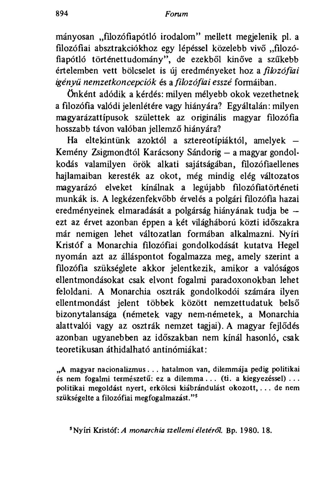 894 Forum mányosan filozófiapótló irodalom" mellett megjelenik pl.