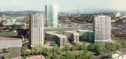 6. Zürich-West toronyépületei 7. EM2N: Hardturm vasútállomás 8. Hardturm vasútállomáshoz vezető felüljáró 9.