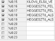 A hegesztő hegesztő tálca és a hegesztő Symbol táblája: A hegesztőt mozgató motorok a % Q0.6 - % Q0.13 között helyezkednek el.