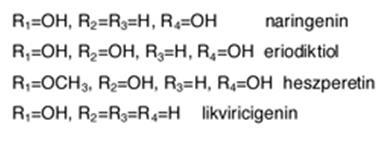 Flavanonok - aglikonok - glikozidok heszperidin=heszperetin-7-o-rutinozid