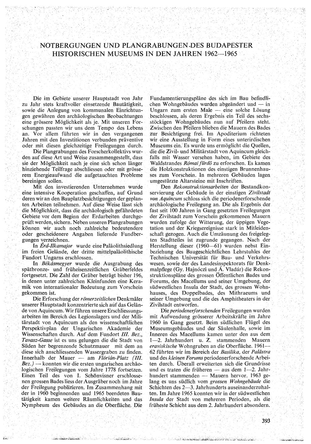 NOTBERGÜNGEN UND PLANGRABUNGEN.