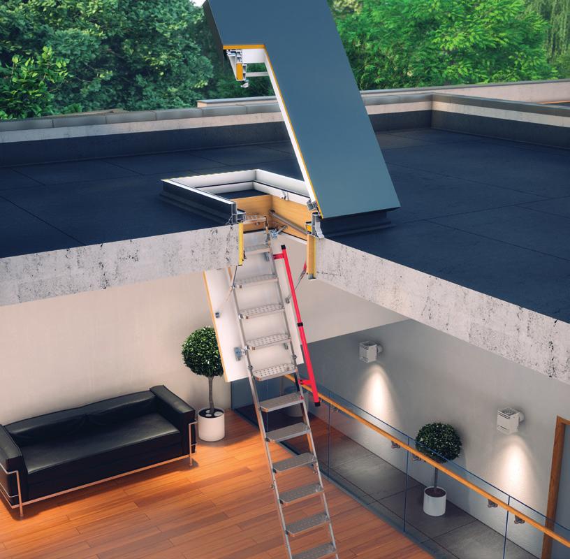 DRL LML TETŐKIJÁRAT LAPOSTETŐHÖZ Az innovatív DRL tetőkibúvó biztonságos és komfortos kijutást biztosít a