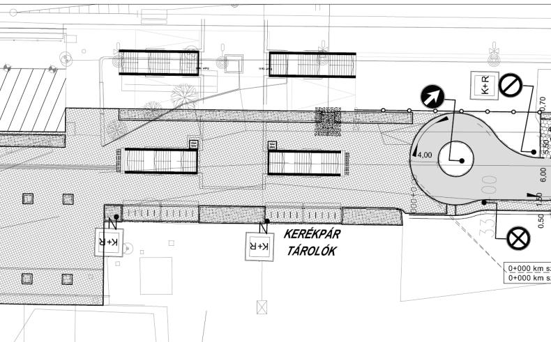 185. ábra: Déli oldali B+R kerékpárparkoló helyszínrajza Vác-alsó megállóhelynél a jelenlegi tervek tartalmaznak B+R parkolót. Intézkedés címe Indokoltság Előfeltételek Kapcsolódó projektek 1.2.4.
