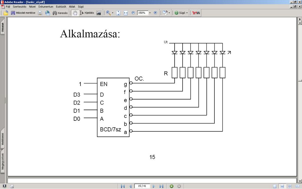 7 SZEGMENSŰ KIJELZŐ VEZÉRLÉSE Az integrált áramköri dekódoló-meghajtók egy külön csoportja a 7 szegmenses kijelzők vezérlésére használható.
