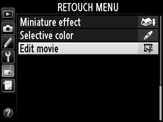 A szerkesztett példányokat a 9 ikon jelöli teljes képes visszajátszásnál. y D Videók vágása A videofelvételnek legalább két másodperc hosszúságúnak kell lennie.
