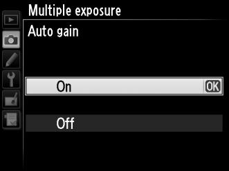 4 Adja meg az erősítés mértékét. Jelölje ki az Auto gain (Automatikus erősítés) lehetőséget és nyomja meg a 2 gombot. t Az alábbi menüpontok jelennek meg.