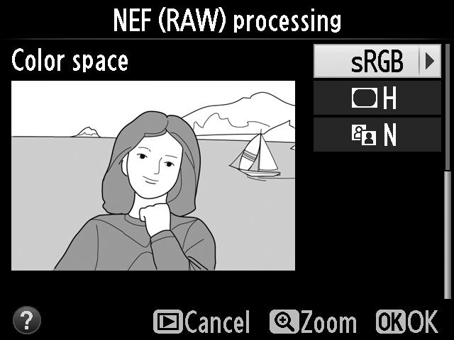 3 Végezze el a NEF (RAW) feldolgozás beállításait. Módosítsa az alábbi beállításokat.