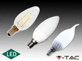 E14 és E27 fejű LED-lámpák H W/V CCT lm Ra EEC HOLUX-kód W/Típus CCT lm Ra EEC HOLUX-kód E14 és E27 fejű LED-lámpák, folytatás Gyertyalámpa formájú LED lámpák Búra: Ø37mm x 100mm, Fej: E14 4W / 230V
