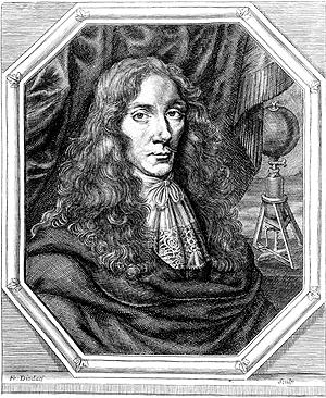 Robert Boyle at the age of thirty-seven, with his air pump in the background.