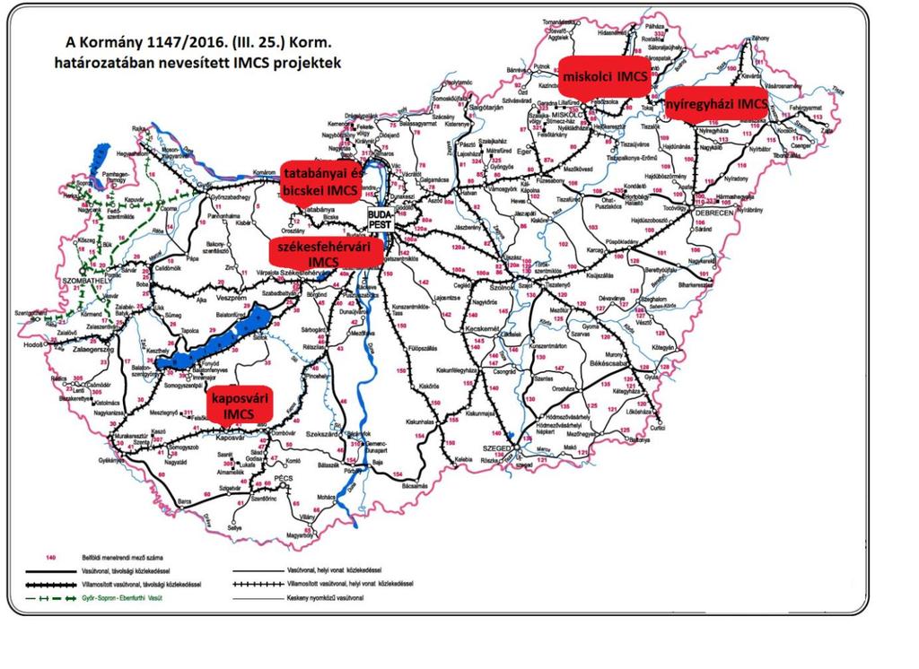 Az intermodális csomópont projektek megvalósítása érdekében szükséges intézkedésekről szóló 1147/2016. (III. 25.) Korm.