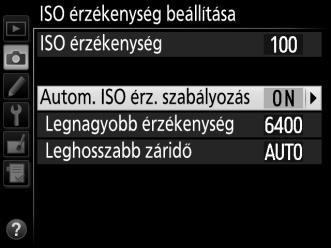 kenység beállítása > Autom. ISO érz.