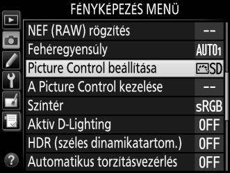 J Képfeldolgozás Picture Control beállítások A Nikon egyedülálló Picture Control rendszere lehetővé teszi, hogy kompatibilis készülékek és szoftverek között megossza a képfeldolgozási beállításokat,