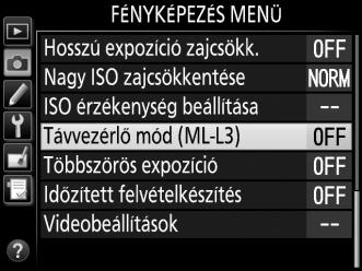 & Távvezérelt fényképezés Külön megvásárolható ML-L3 távvezérlő használata A külön megvásárolható ML-L3 távvezérlő (0 309) használható a fényképezőgép rázkódásának csökkentéséhez vagy önarcképek