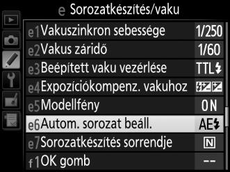 Sorozatkészítés (csak P, S, A és M mód) Sorozatkészítéskor automatikusan kissé változik az expozíció, a vakuszint, az Aktív D-Lighting (ADL) vagy a fehéregyensúly érték minden egyes felvétel