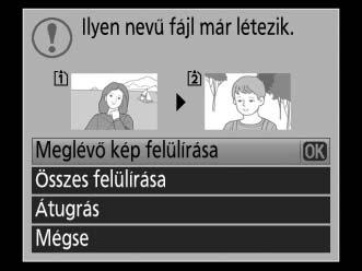 Ha a mappa, amelybe másol, már tartalmaz egy ugyanolyan nevű képet, mint amilyet másolni szeretne, egy megerősítő párbeszédpanel jelenik meg.