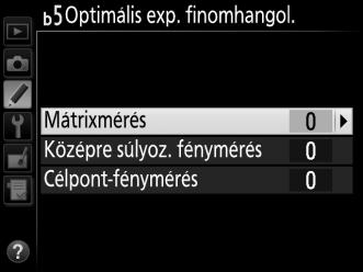 b4: Középre súlyoz. mérőmező G gomb A Egyéni beállítások menü Az expozíció kiszámításakor a középre súlyozott fénymérés a kép középpontjában levő körre helyezi a legnagyobb súlyt.