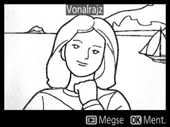 Vonalrajz G gomb N retusálás menü Készítse el egy fénykép vonalrajzos másolatát, hogy az festmény alapjául szolgáljon.
