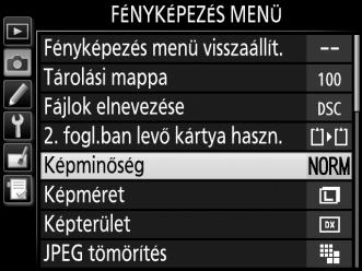 Képminőség és képméret d A képminőség és a képméret együttesen határozzák meg, mennyi helyet foglal el egy-egy kép a memóriakártyán.