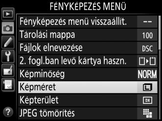 Képméret A képméret mértékegysége a képpont (pixel). Válasszon # Nagy, $ Közepes vagy % Kicsi méretet.