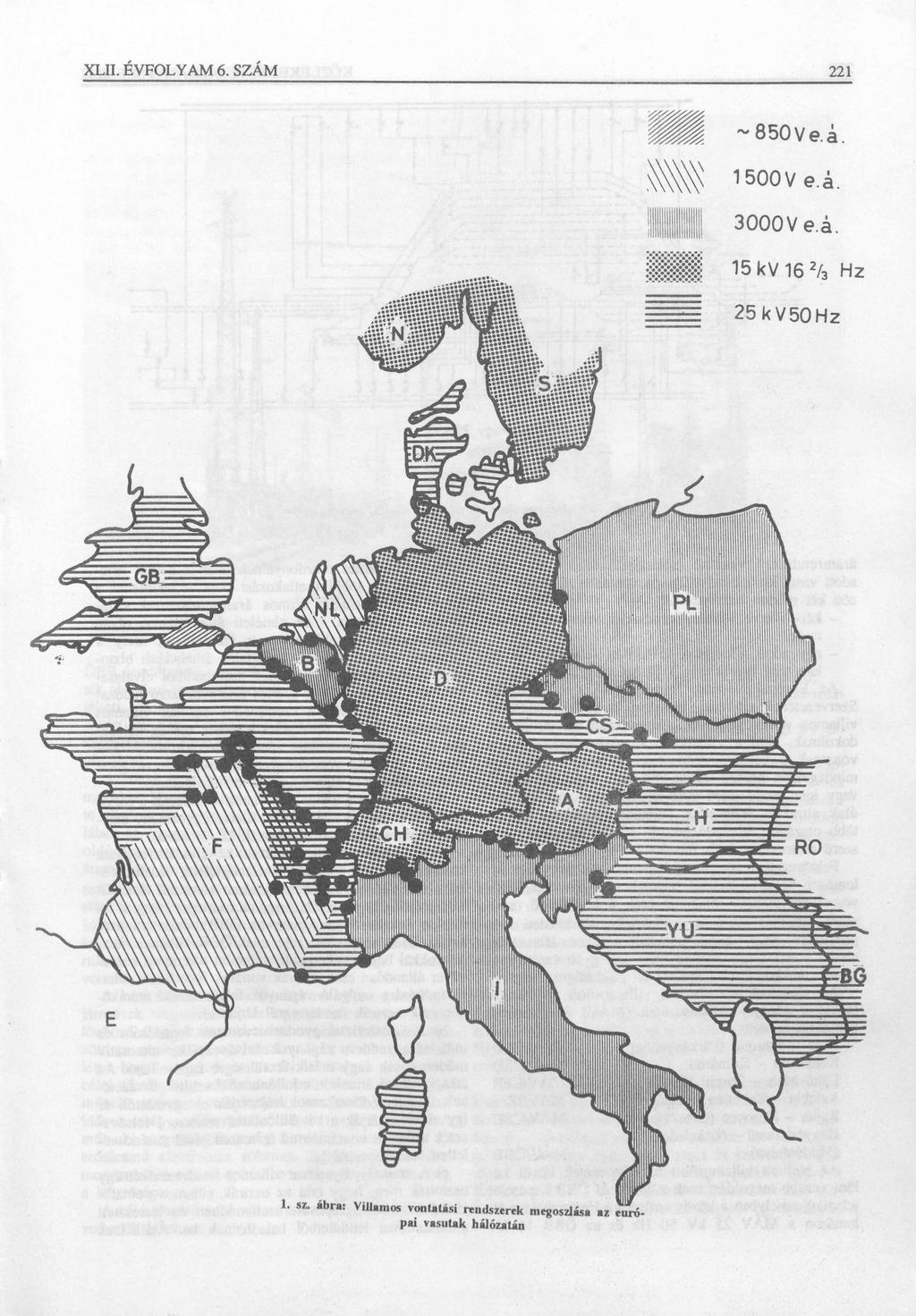 XLII. ÉVFOLYAM 6. SZÁM 221 ~ 850 V e.á. 1500 V e.á. II 3000V e.á. 15 kv 16 2/3 Hz 25 k V50Hz 1.