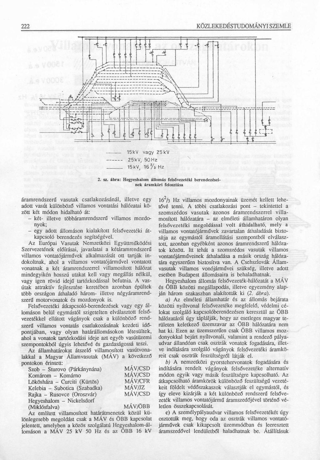 222 KÖZLEKEDÉSTUDOMÁNYI SZEMLE 15kV vagy 2 5 kv 25kV, 50 Hz 15kV, 16 Yi Hz 2. sz.