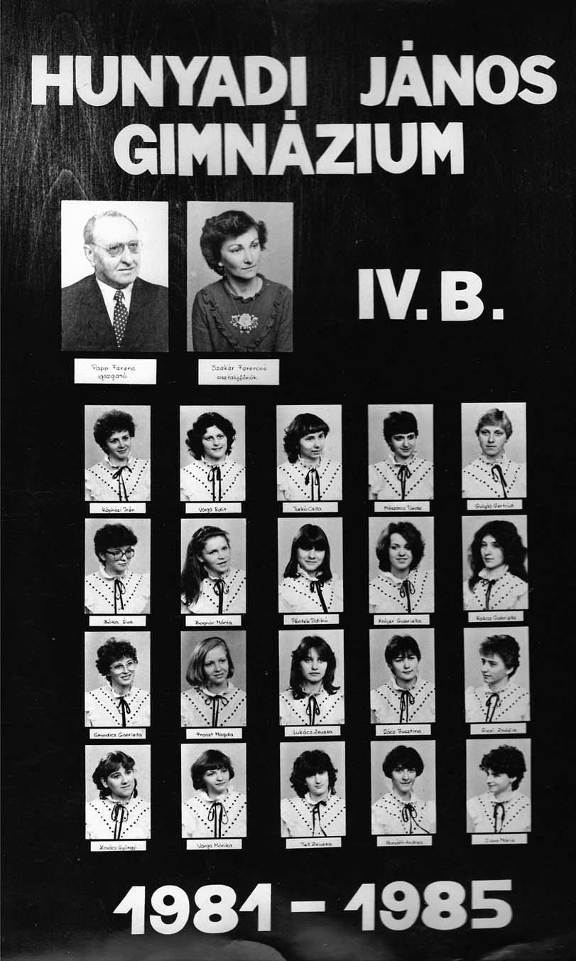 1981-1985 Tablók könyve 1984/85. tanév, IV.