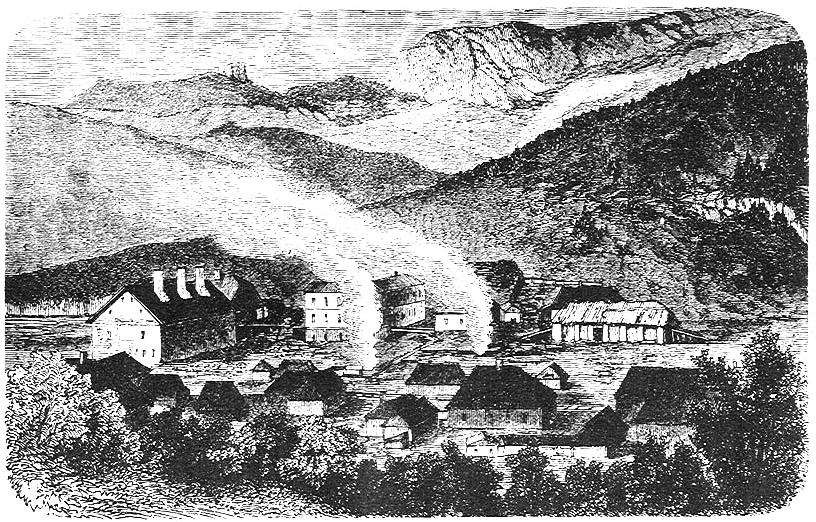 Balánbánya a Tarkővel és az Egyeskővel a háttérben. (ORBÁN Balázs, 1868.