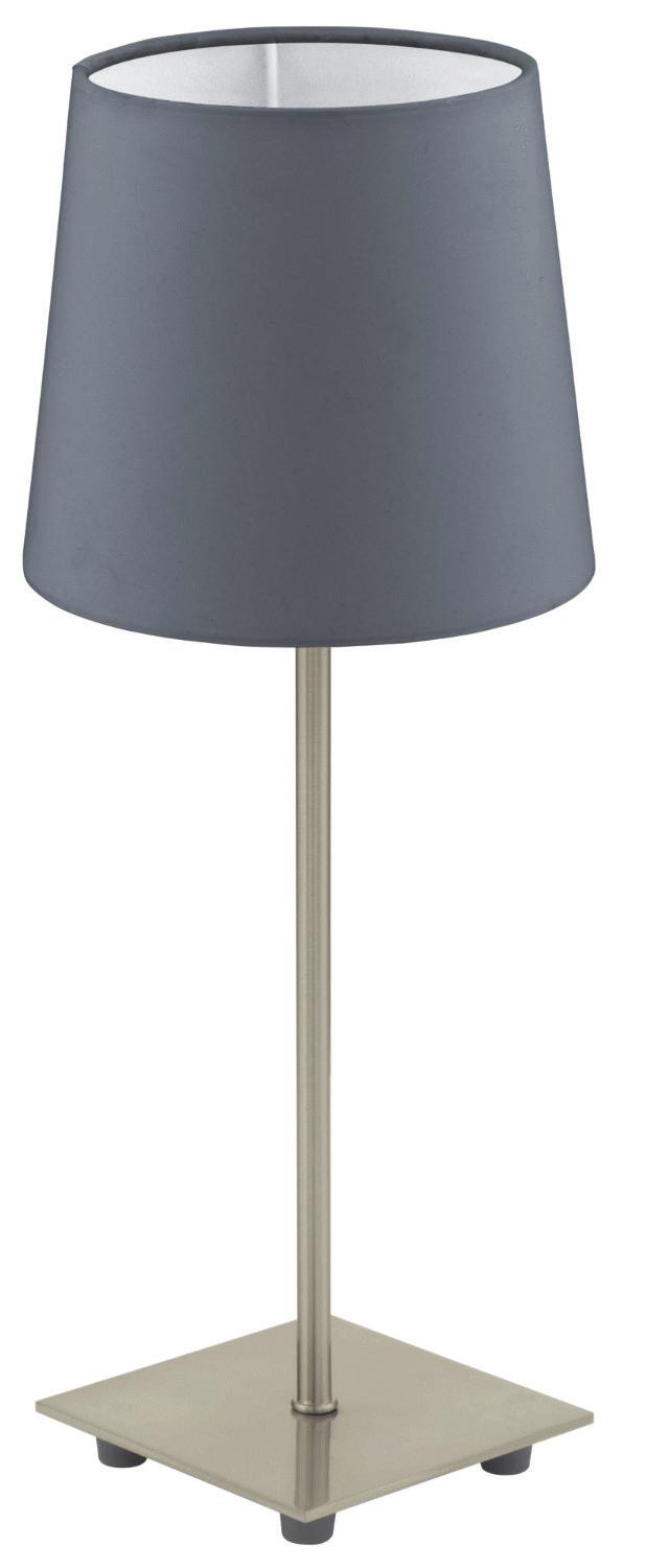 EGLO 92881 LAURITZ ASZTALI LÁMPA matt nikkel felületű váz textil ernyővel talp: 11x11 cm, Ø: 15,5 cm, magasság: 39,5 cm 92881