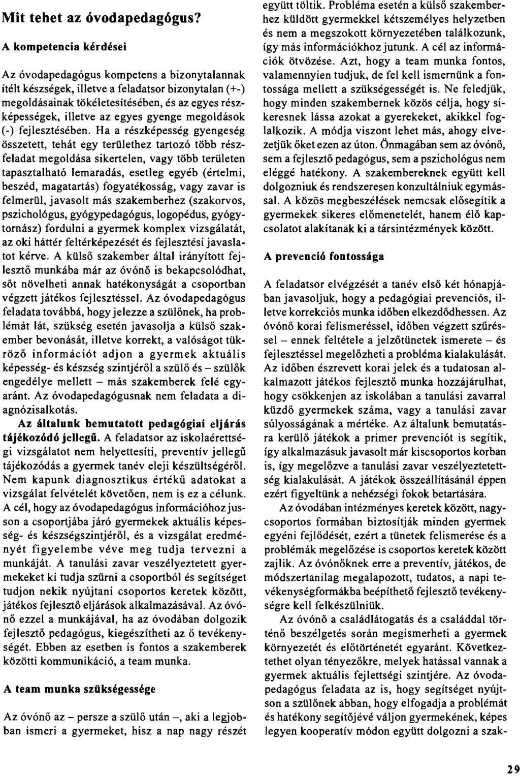 Mit tehet az óvodapedagógus?