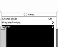 150 Infotainment rendszer MP3 lejátszása közben Nyomja meg a MENU gombot az MP3 menü megnyitásához.