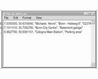 Infotainment rendszer 171 POI-adatok bevitele a szöveges fájlokba A lenti képen egy minta szöveges fájl látható Ház és otthon_8poi névvel, néhány minta POI-adattal: A POI-adatokat a következő