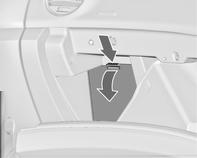 Autóápolás 277 Jobbkormányos gépkocsik esetén a biztosítékdoboz a kesztyűtartóban, egy fedél mögött található. Nyissa ki a kesztyűtartót és távolítsa el a fedelet.
