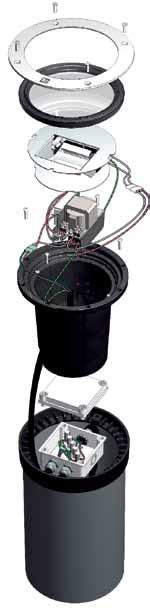 terra TERRA MIDI 70W-ig Rozsdamentes acélkeret Szilikon tömítés Dupla edzett üveg (15 mm + 4 mm) Rozsdamentes acél imbusz csavarokkal Optikai egység: gyorscsatlakozóval kapcsolódik a működtető