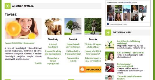 Képes-szöveges ajánló NATÍV HIRDETÉS MÉDIAAJÁNLÓ A WEBBeteg főoldaláról és