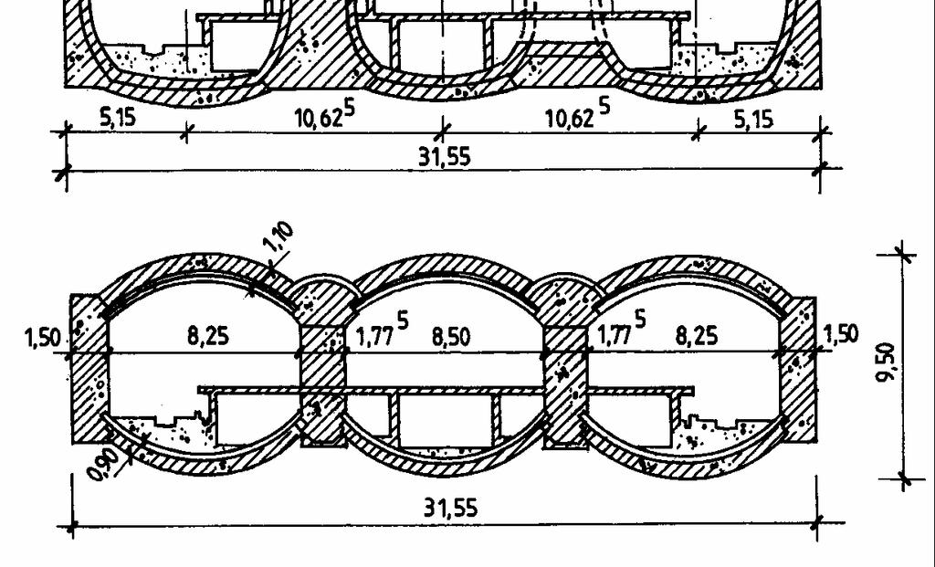 7-58. ábra: Háromcsarnokos állomások