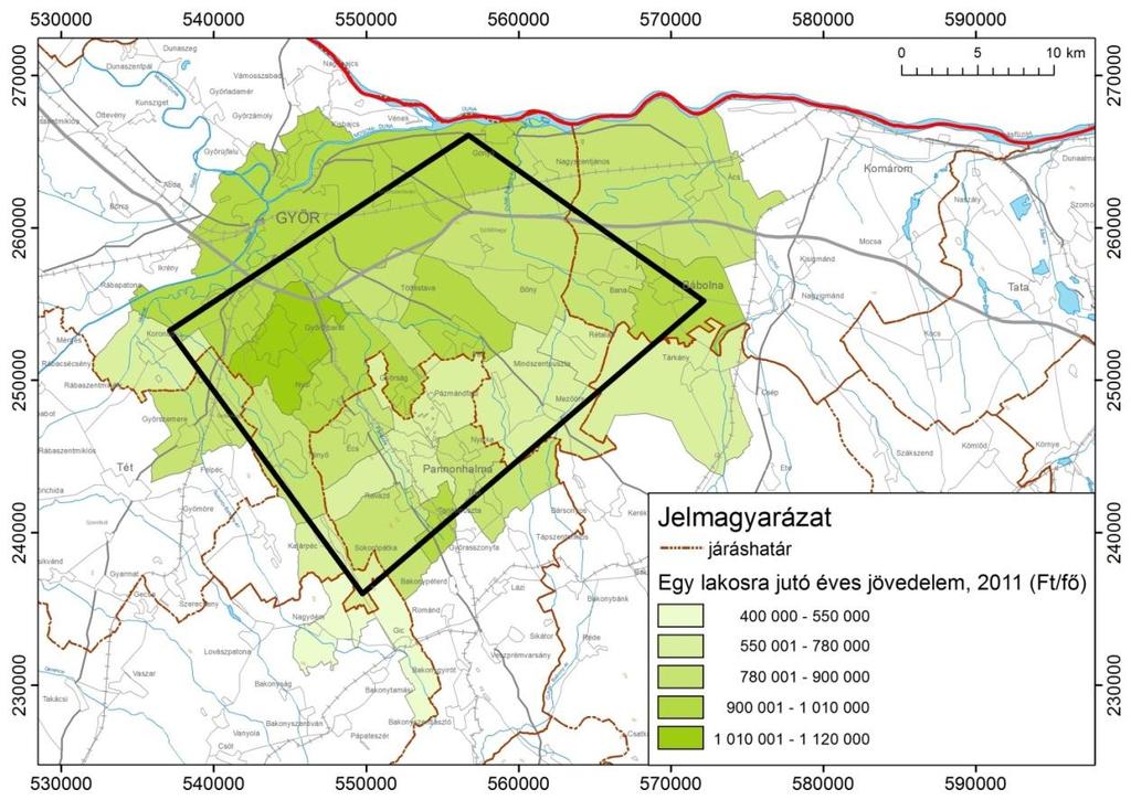2. ábra: A terület településeinek munkanélküliségi rátája 2011-ben [%] (TEiR KSH T-STAR) 3.