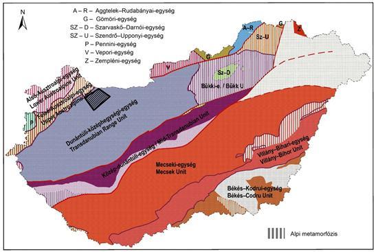 1.2.2. Tektonikai jellemzés, nagyszerkezet, szerkezetalakulás, szeizmicitás A terület és környezete nagyszerkezeti viszonyait alapvetően Magyarország prekainozoos földtani térképére (HAAS et al.