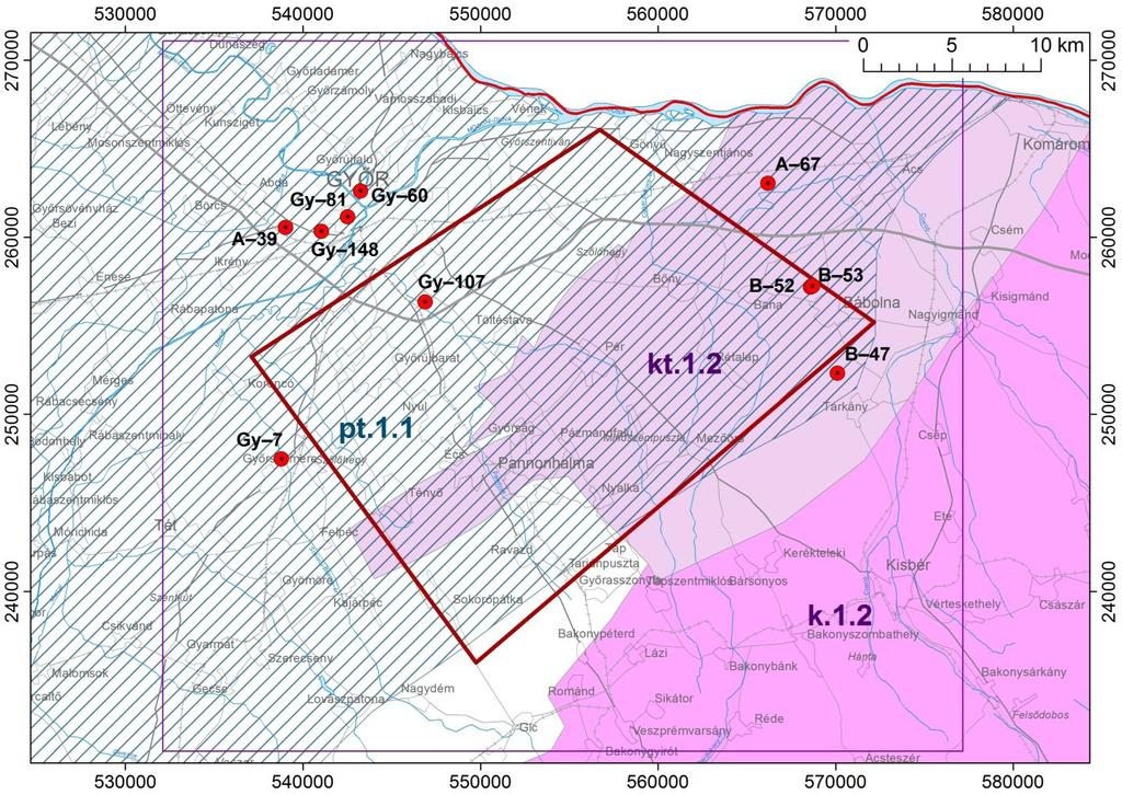 Település Kút jele Víz kereskedelmi neve Felhasználás EOV Y EOV X (m) (m) Terület+ Bábolna *K 53 gyógyvíz/fürdési célú 568709 257245 1 Győr B 81 gyógyvíz/fürdési célú 542515 261154 2 Győr B 148