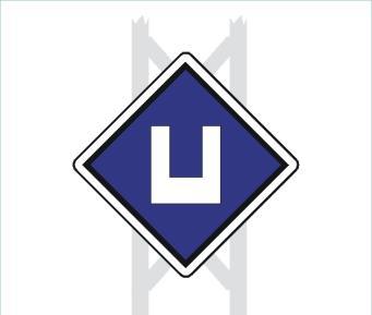 A fehér szegélyű, kék színű téglalapon a vízszintes kétirányú nyíllal kiegészített Leeresztett áramszedővel bejárandó pályaszakasz eleje jelző jelzése csak a kitérő irányban álló váltón (váltókon) át