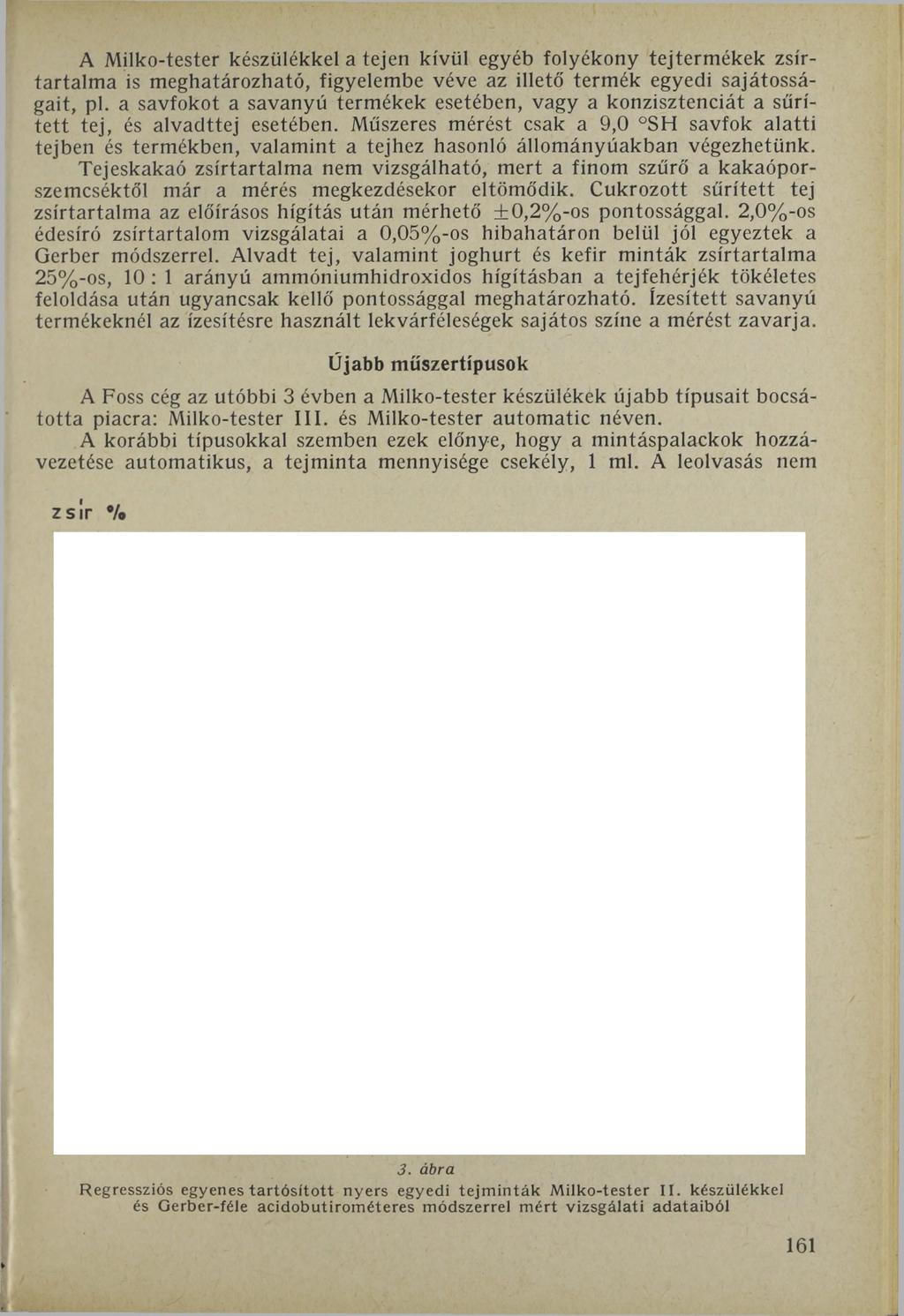 A Milko-tester készülékkel a tejen kívül egyéb folyékony tejtermékek zsírtartalma is meghatározható, figyelembe véve az illető termék egyedi sajátosságait, pl.