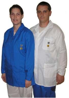 GARMENT STYLES / RUHÁZATI FAZONOK ESS & EFS ESD Smock - 1/2 lenght / ESD köpeny - 1/2 hossz 1/2 lenght Size: Male (ESS) and Female (EFS): XS-5XL Breast pocket with ESD symbol 2 sidepockets, 1 breast