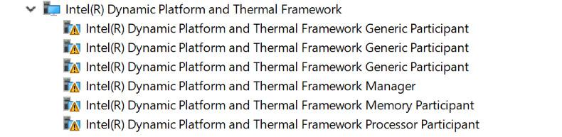 12. táblázat: Intel soros I/O Telepítés előtt Telepítés után Intel Dynamic Platform és Thermal Framework illesztőprogramok Ellenőrizze, hogy az Intel dynamic platform és a thermal framework