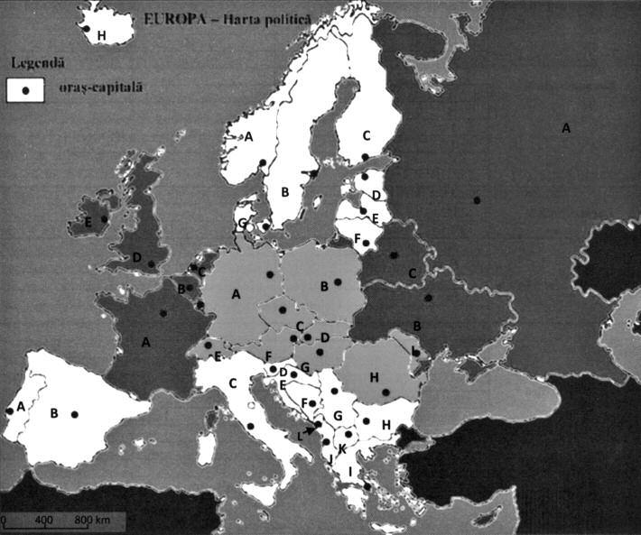 A szomszédos országok középiskolai földrajzi tankönyvei... 77 1.2.5 ábra: Románia elhelyezése Európában a 2015-ben érettségizők számára Forrás: Abrudan Bulgarean 2014, 11.