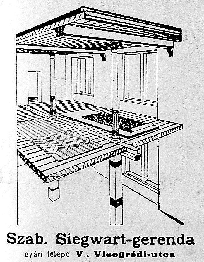 Nagyelemes vasbeton födémek Siegwart födém 1901-től