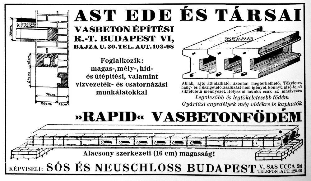 Nagyelemes vasbeton födémek Rapid vasbeton födém Ast-féle szabadalom