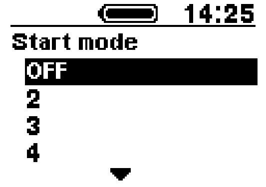 Start mode (indulás üzemmód beállítása) Beállítja a kezdő fokozatot indulás üzemmódban. 1. Az -Y vagy -Z gomb megnyomásával vihetjük a kurzort ahhoz az elemhez, amelyet konfigurálni szeretnénk.