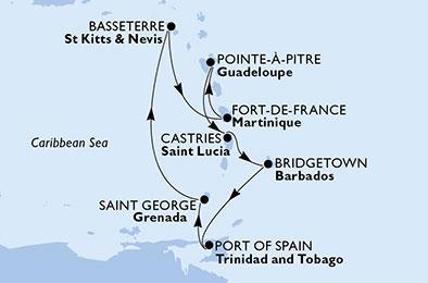 Karibi Varázslat Csoportos hajóút Martinique Guadeloupe Saint Lucia Barbados Trinidad és Tobago Grenada St. Kitts & Nevis Martinique 2018. január 25. - február 04. 1.