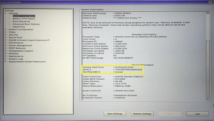256 GB SSD 32 GB gyorsítótár (a WWAN-foglalatban) Dell gyorsreagálású esésérzékelő és HDD-leválasztás (standard funkció) A merevlemez-meghajtó azonosítása Windows 10 rendszerben 1 Kattintson a Minden