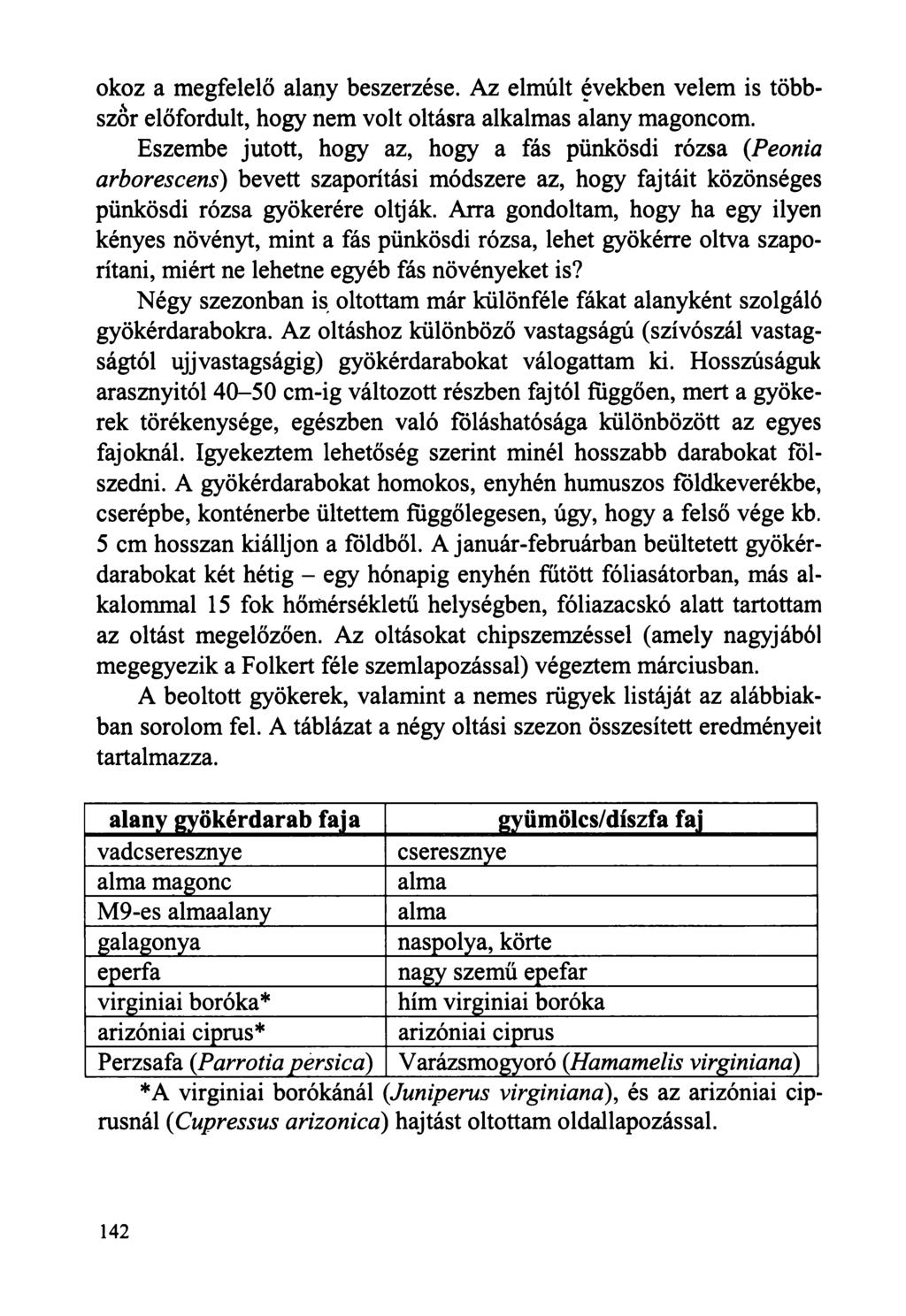 okoz a megfelelő alany beszerzése. Az elmúlt években velem is többször előfordult, hogy nem volt oltásra alkalmas alany magoncom. Eszembe jutott, hogy az, hogy a fás pünkösdi rózsa (.